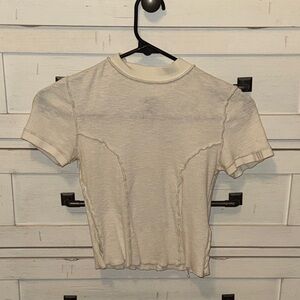 BDG Cream Short Sleeve Crop Top